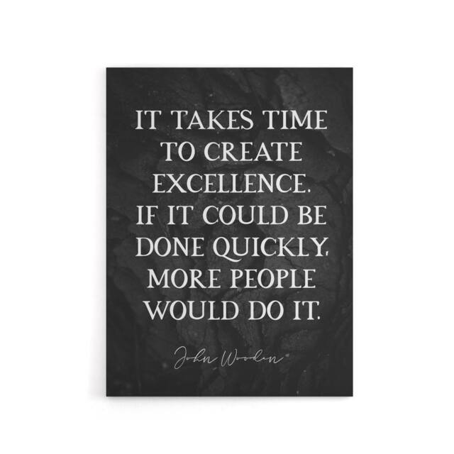 "Artery8 Basketball Quote John Wooden Excellence Canvas Wall Art Print in Grey - Size: W18"" x H24""" - image 1