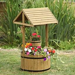 Marco Paul Giant Wishing Well Flower Planter in Brown