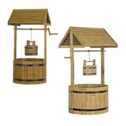Marco Paul Giant Wishing Well Flower Planter in Brown - thumbnail 3