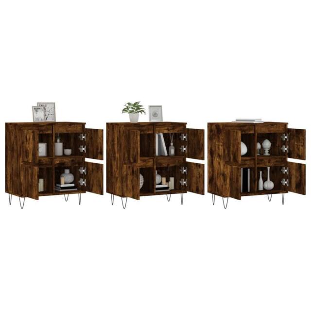 Berkfield Home Sideboards 3 pcs Smoked Oak Engineered Wood in Brown - image 1