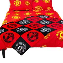 Manchester United FC Fleece Checkered Blanket in Red - Size: Crib - thumbnail 4
