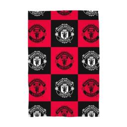 Manchester United FC Fleece Checkered Blanket in Red - Size: Crib
