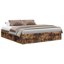 Berkfield Home Bed Frame Smoked Oak 180x200 cm Super King Size in Brown - thumbnail 1