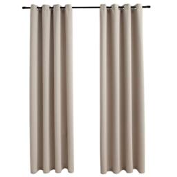 Berkfield Home Elegant Blackout Curtains with Metal Rings 2 pcs Beige 140x245 cm - thumbnail 3