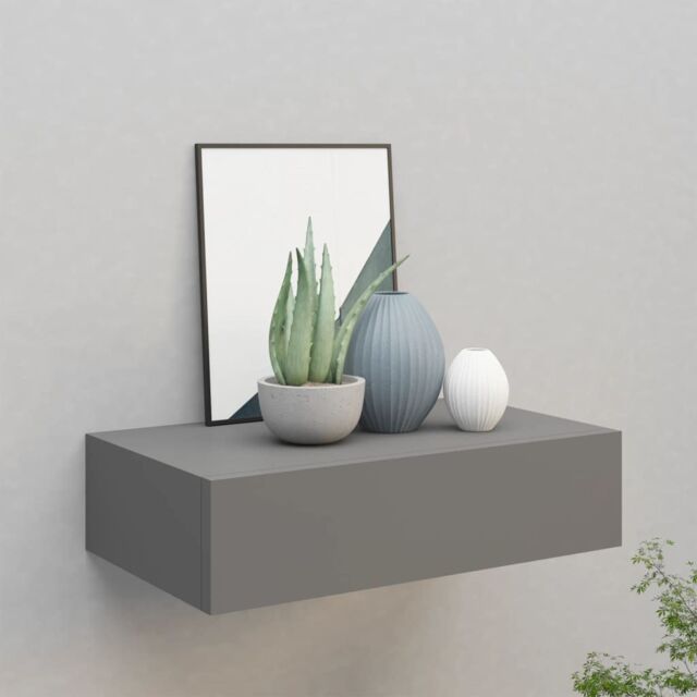 Berkfield Home Wall-mounted Drawer Shelf Grey 40x23.5x10cm MDF - Size: 40x23.5x10 cm - image 1