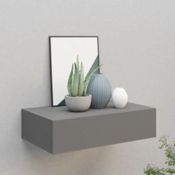 Berkfield Home Wall-mounted Drawer Shelf Grey 40x23.5x10cm MDF - Size: 40x23.5x10 cm - thumbnail 1