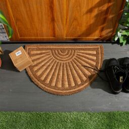 Nicola Spring Half Moon Coir Door Mats - 60 x 40cm - Embossed - Set of 2 in Brown - Size: 40 cm x 60 cm - thumbnail 5