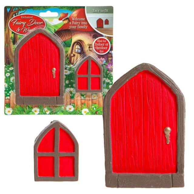 VFM e-Store Fairy Door, Enchanted Fairy Sized Red Door & Window - image 1