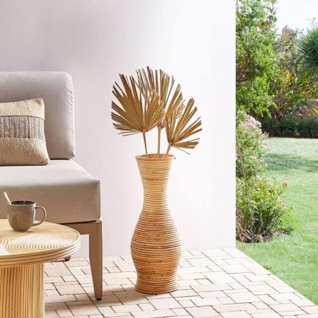 Wyld and Coco Rattan Vase 50 cm Handmade Boho Rustic Home Décor in Natural - image 1
