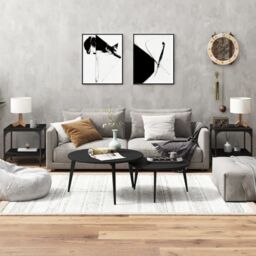 Berkfield Home Side Tables 2 pcs Black 40x40x40 cm Engineered Wood - Size: 40 x 40 x 40 cm - thumbnail 1