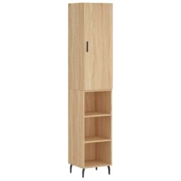Berkfield Home Highboard Sonoma Oak 34.5x34x180 cm Engineered Wood in Brown - thumbnail 2