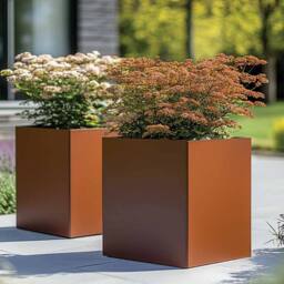 Access Garden Products 50cm Zinc Galvanised Copper Square Planter - thumbnail 4