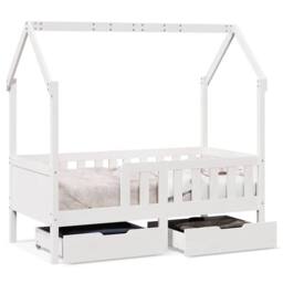Berkfield Home Kids Bed Frame with Drawers without Mattress 80x160 cm Solid Wood in White - thumbnail 1
