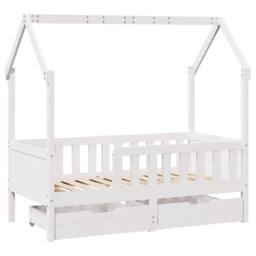 Berkfield Home Kids Bed Frame with Drawers without Mattress 80x160 cm Solid Wood in White - thumbnail 3