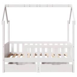Berkfield Home Kids Bed Frame with Drawers without Mattress 80x160 cm Solid Wood in White - thumbnail 4