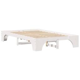 Berkfield Home White Bed Frame White Solid wood, Lacquered finish 135 x 190 cm Sturdy - thumbnail 7