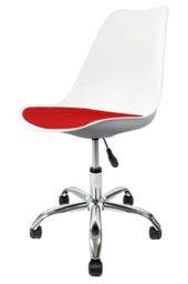 Fusion Living Soho Plastic Dining Chair with Swivel Base in Red - thumbnail 2