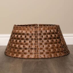Samuel Alexander 40/58cm Medium KD Plastic Wicker Rattan Woven Christmas Tree Skirt in Brown - thumbnail 4