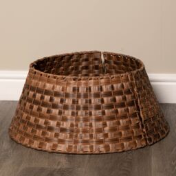 Samuel Alexander 40/58cm Medium KD Plastic Wicker Rattan Woven Christmas Tree Skirt in Brown - thumbnail 5