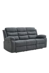 More4Homes Boston Manual Recliner Fabric 2+3 Seater Sofa Set w Drinks Console in Grey - thumbnail 3