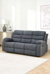 More4Homes Boston Manual Recliner Fabric 2+3 Seater Sofa Set w Drinks Console in Grey - thumbnail 2