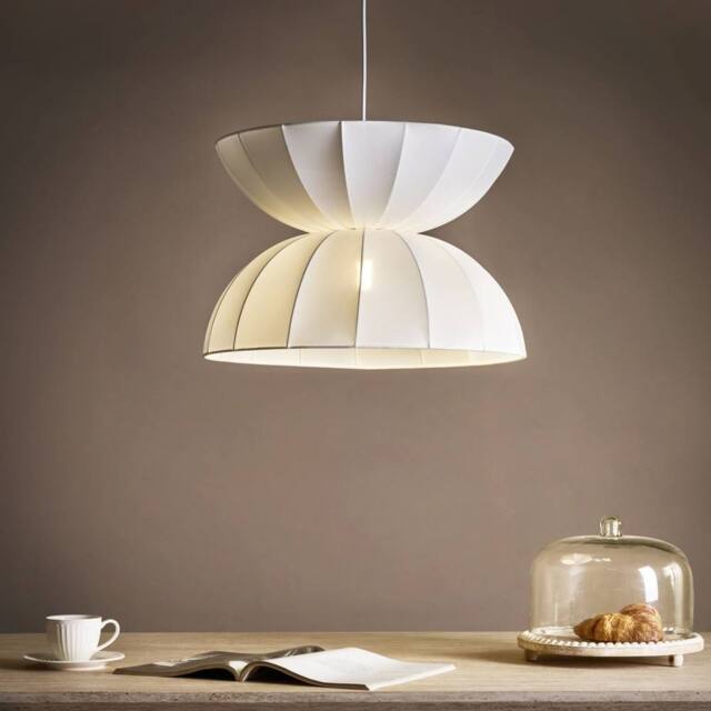 Wyld and Coco Pendant Lamp - Handcrafted Faux Silk White Ceiling Light - image 1