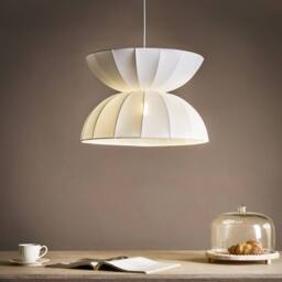 Wyld and Coco Pendant Lamp - Handcrafted Faux Silk White Ceiling Light - thumbnail 1