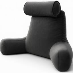 Dreamcatcher XL Reading Pillow Dark Grey Crushed Velvet Memory Foam Support Cushion