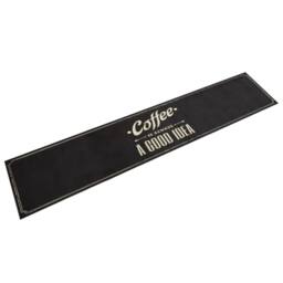 Berkfield Home Kitchen Rug Washable Coffee Text 60x300 cm Velvet in Black - thumbnail 2