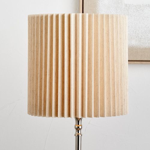 Ruma Natural Linen Hard Pleat Lampshade - Size: 12 inches - image 1