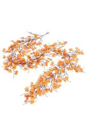 H&O Direct 2m Artificial Autumn Maple Leaf Garland - Seasonal Home & Halloween Decoration in Orange - thumbnail 1