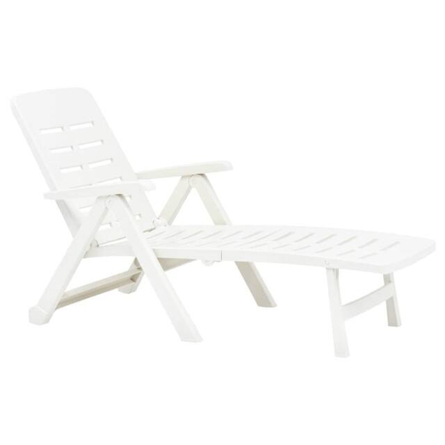 Berkfield Home Comfortable Folding Sun Lounger Plastic White - image 1