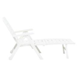 Berkfield Home Comfortable Folding Sun Lounger Plastic White - thumbnail 5