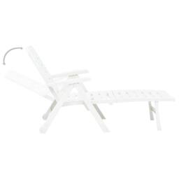 Berkfield Home Comfortable Folding Sun Lounger Plastic White - thumbnail 4