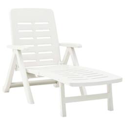 Berkfield Home Comfortable Folding Sun Lounger Plastic White - thumbnail 2