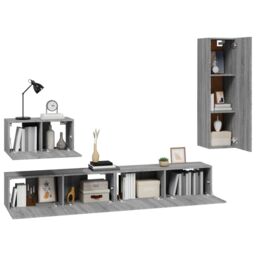 Berkfield Home 4 Piece TV Cabinet Set Grey Sonoma Engineered Wood - thumbnail 4