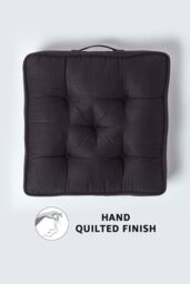Homescapes Faux Suede Armchair Booster Cushion in Black - Size: 50 cm x 50 cm - thumbnail 4