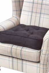 Homescapes Faux Suede Armchair Booster Cushion in Black - Size: 50 cm x 50 cm
