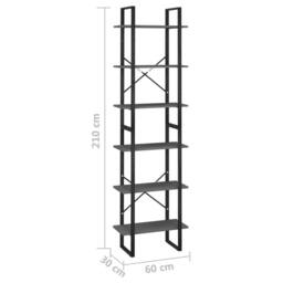 Berkfield Home Storage Shelf Grey 60x30x210 cm Engineered Wood - Size: 60 x 30 x 210 cm - thumbnail 8
