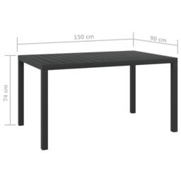 Berkfield Home Garden Table Black 150x90x74 cm Aluminium & WPC - Size: 150 x 90 x 74 cm - thumbnail 5