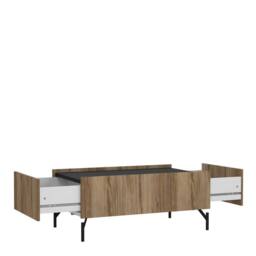 Wyld Haus Hillerod Natural Oak & Black Coffee Table with 2 Drawers in Brown - thumbnail 6