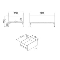 Wyld Haus Hillerod Natural Oak & Black Coffee Table with 2 Drawers in Brown - thumbnail 9