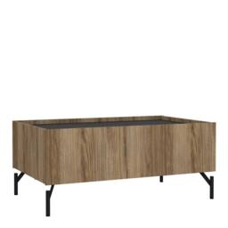 Wyld Haus Hillerod Natural Oak & Black Coffee Table with 2 Drawers in Brown - thumbnail 2