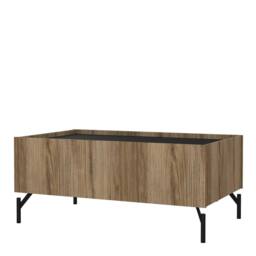 Wyld Haus Hillerod Natural Oak & Black Coffee Table with 2 Drawers in Brown - thumbnail 4