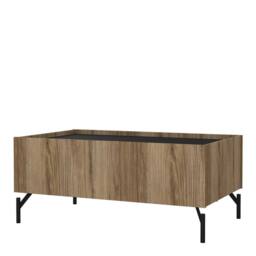 Wyld Haus Hillerod Natural Oak & Black Coffee Table with 2 Drawers in Brown - thumbnail 5