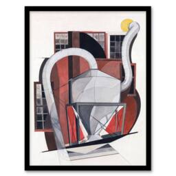 "Artery8 Industrial Machinery Cubist Painting Demuth Framed Wall Art Print in White - Size: W12"" x H16""" - thumbnail 1