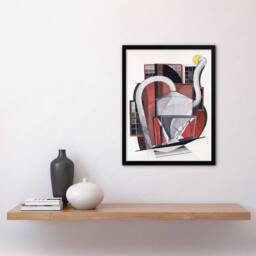 "Artery8 Industrial Machinery Cubist Painting Demuth Framed Wall Art Print in White - Size: W12"" x H16""" - thumbnail 4
