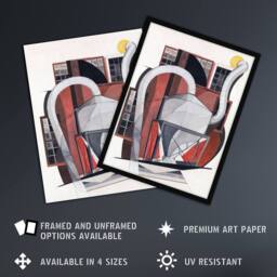 "Artery8 Industrial Machinery Cubist Painting Demuth Framed Wall Art Print in White - Size: W12"" x H16""" - thumbnail 2