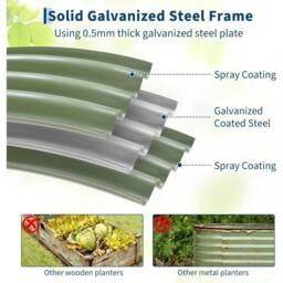 VOGREX 180 x 90 x 30cm Steel Raised Garden Bed Kit 2Pack Planter in Dark Olive - Size: 180 x 90 x 30 cm - thumbnail 5