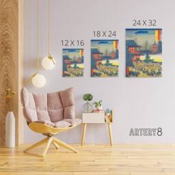 "Artery8 Asakusa Fair Edo Province Canvas Japanese Wall Art in Blue - Size: W18"" x H24""" - thumbnail 4